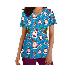 Women's Santa Christmas Scrubs Size-XL